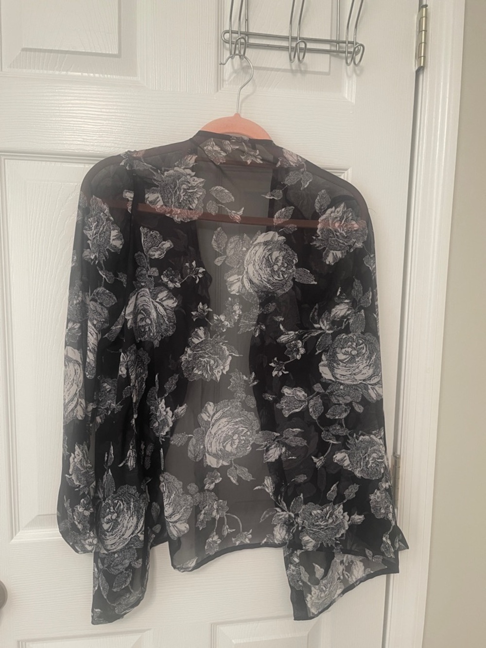 Woman’s sheer Floral Long Sleeve Blouse